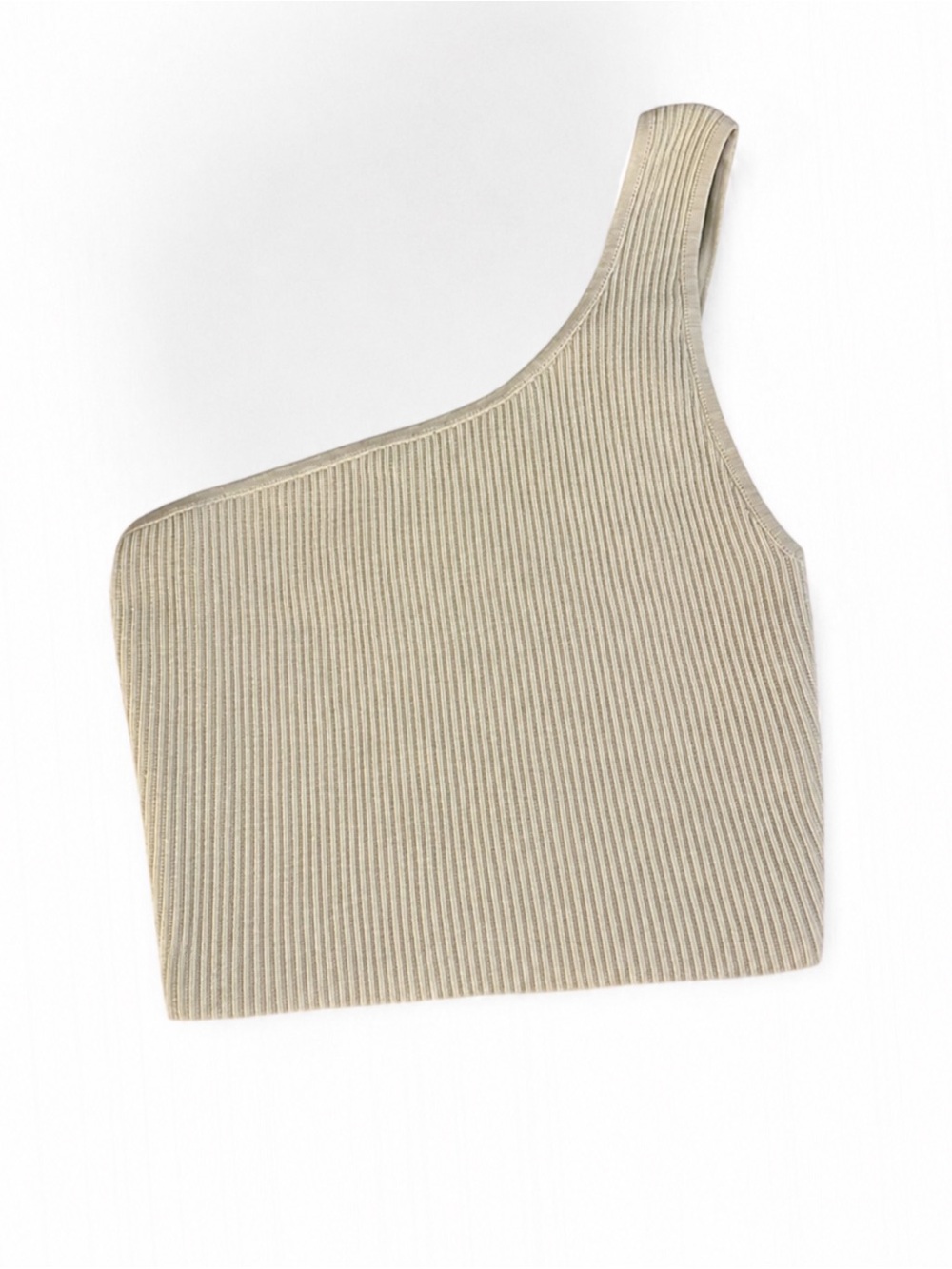 ARITZIA Babaton Sculpt Knit One-Shoulder Ribbed Crop Tank | White SIZE SMALL